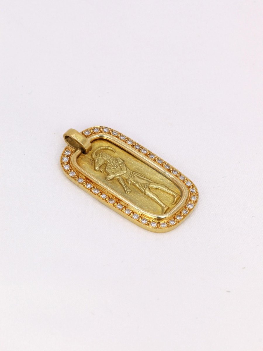 Georges Lenfant Egyptian God Pendant Yellow Gold Diamonds-photo-4