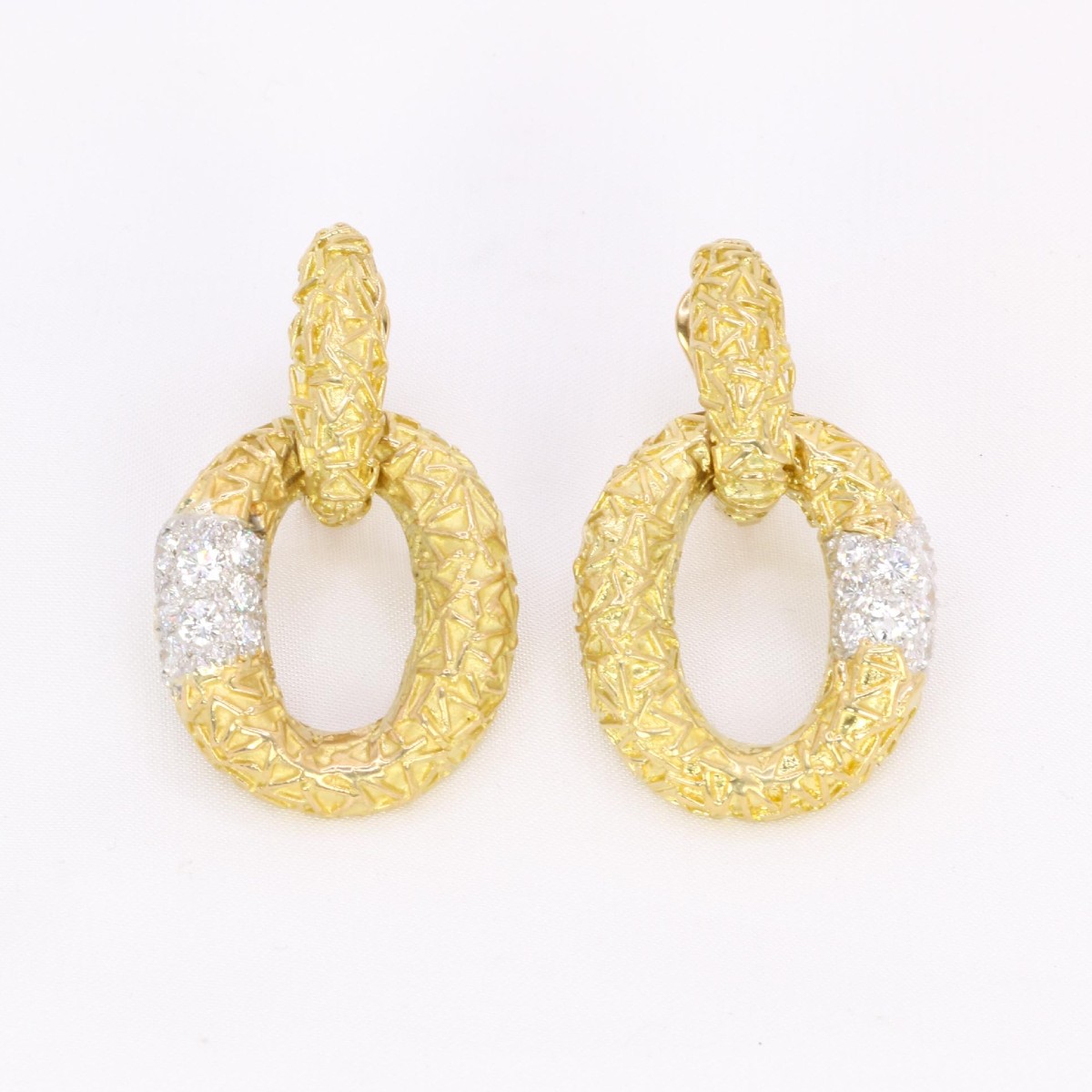 Van Cleef & Arpels  (attributed To) 'chevalerie' Yellow Gold Diamond Earrings