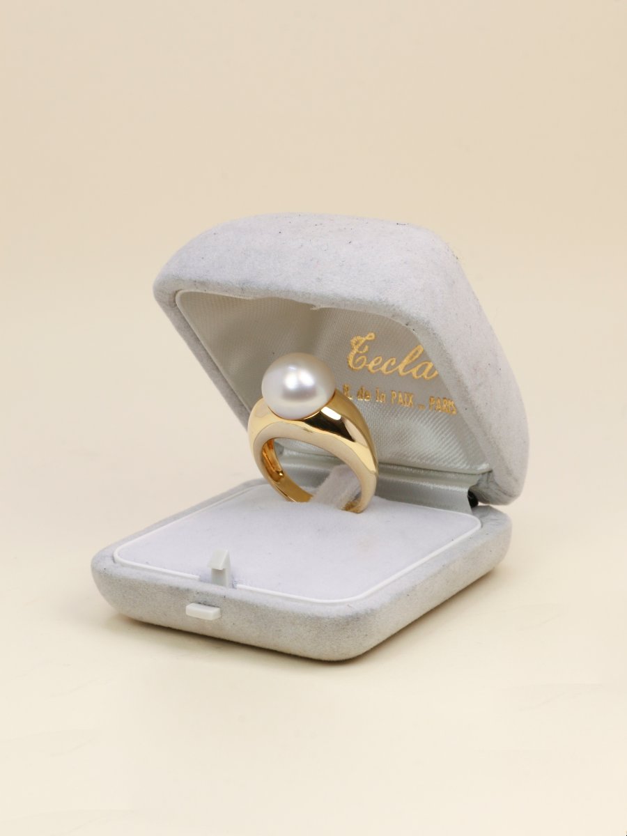 TECLA Bague jonc or jaune Perle bouton-photo-3