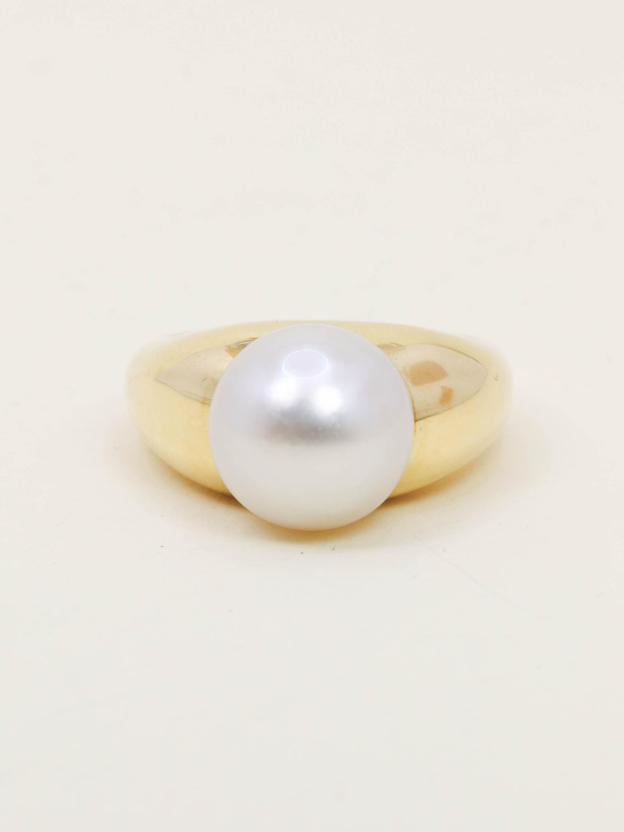 TECLA Bague jonc or jaune Perle bouton-photo-3
