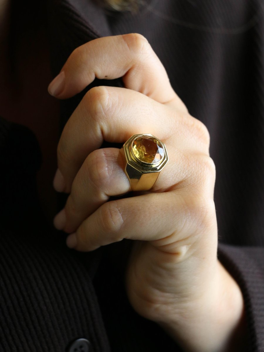 FRED Bague chevaliere or jaune citrine 7 carats-photo-2