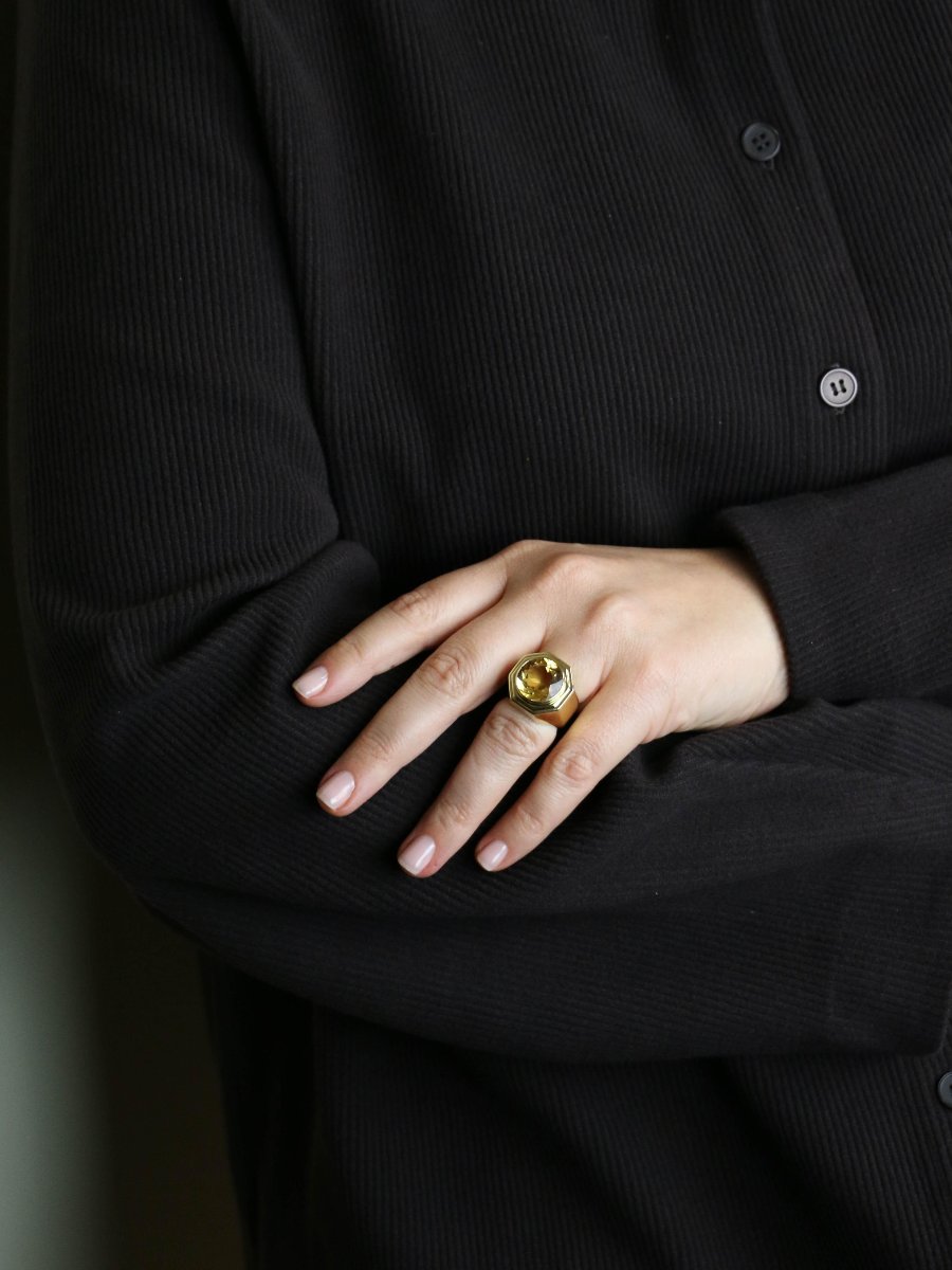 FRED Bague chevaliere or jaune citrine 7 carats-photo-7