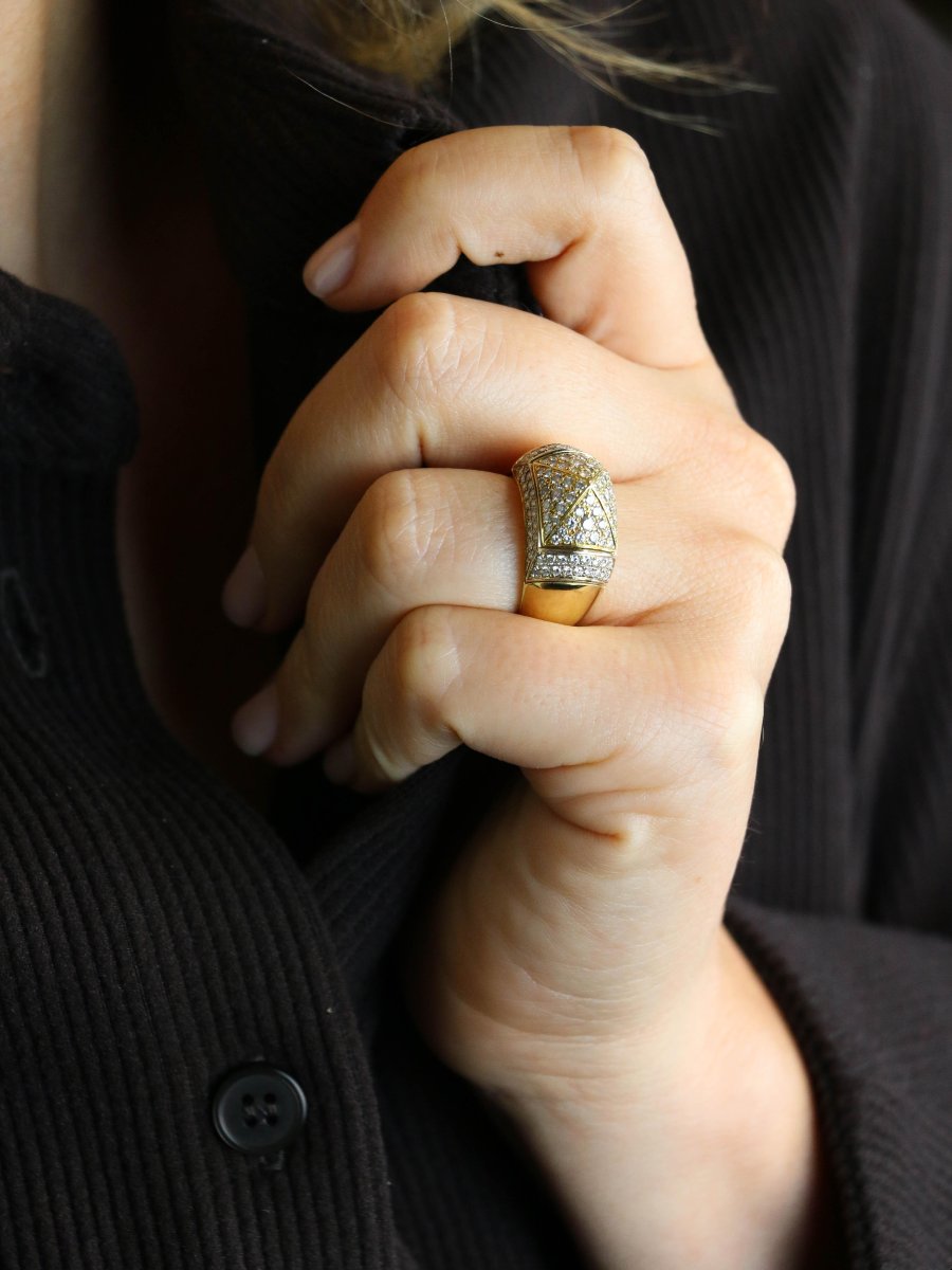 Oj Perrin Yellow Gold Pyramid Diamond Ring-photo-2