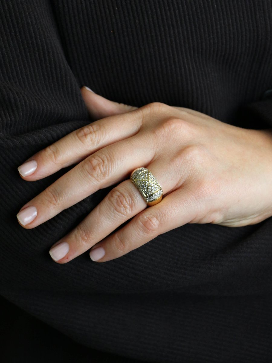 Oj Perrin Yellow Gold Pyramid Diamond Ring-photo-6
