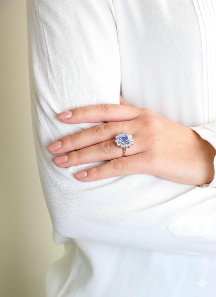 5-carat Sapphire And Diamond Cluster Ring-photo-4