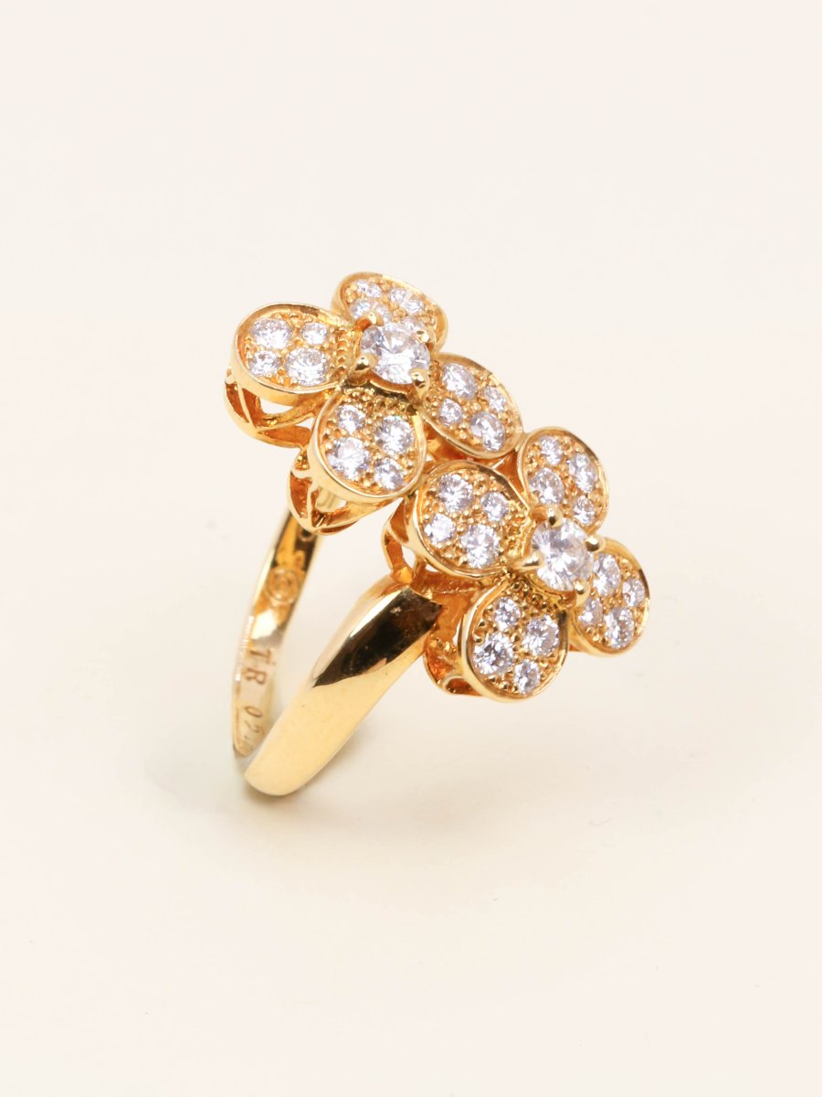 Van Cleef & Arpels Yellow Gold And Diamonds Double Clover Ring-photo-3