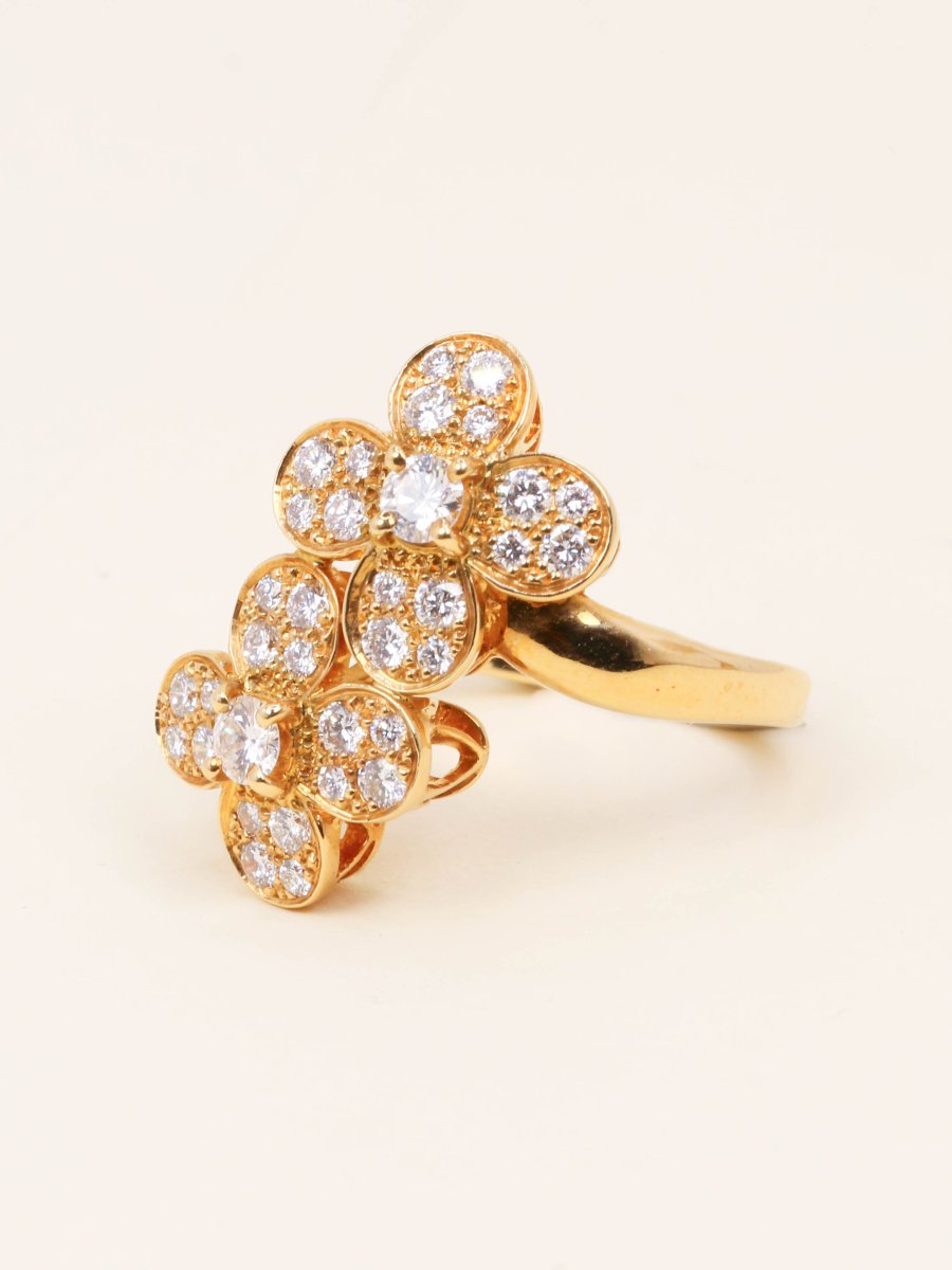 Van Cleef & Arpels Yellow Gold And Diamonds Double Clover Ring-photo-4