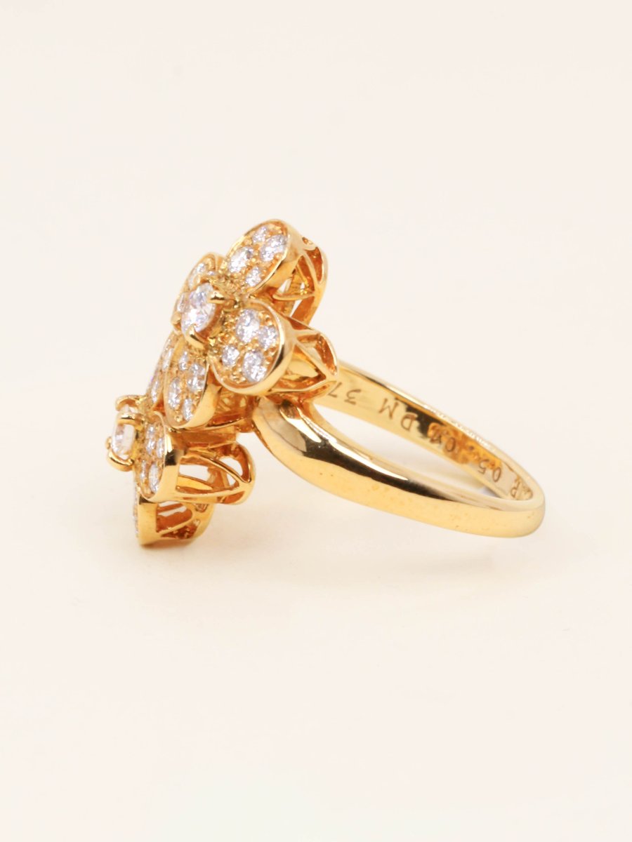 Van Cleef & Arpels Yellow Gold And Diamonds Double Clover Ring-photo-1