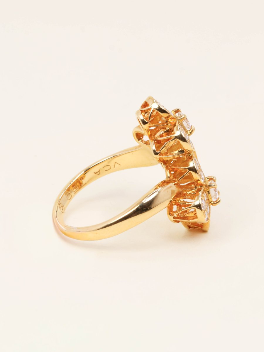 Van Cleef & Arpels Yellow Gold And Diamonds Double Clover Ring-photo-3