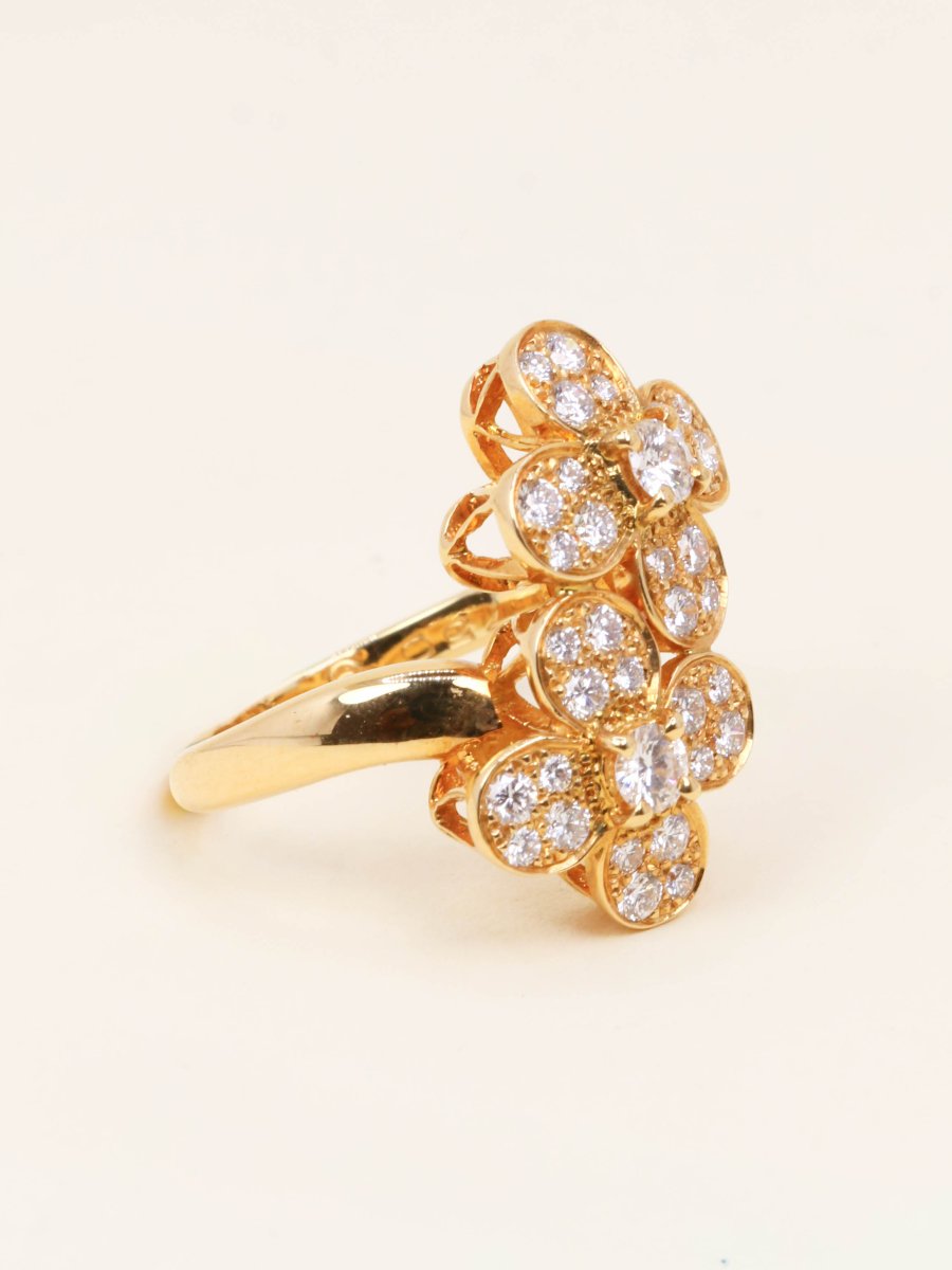Van Cleef & Arpels Yellow Gold And Diamonds Double Clover Ring-photo-4