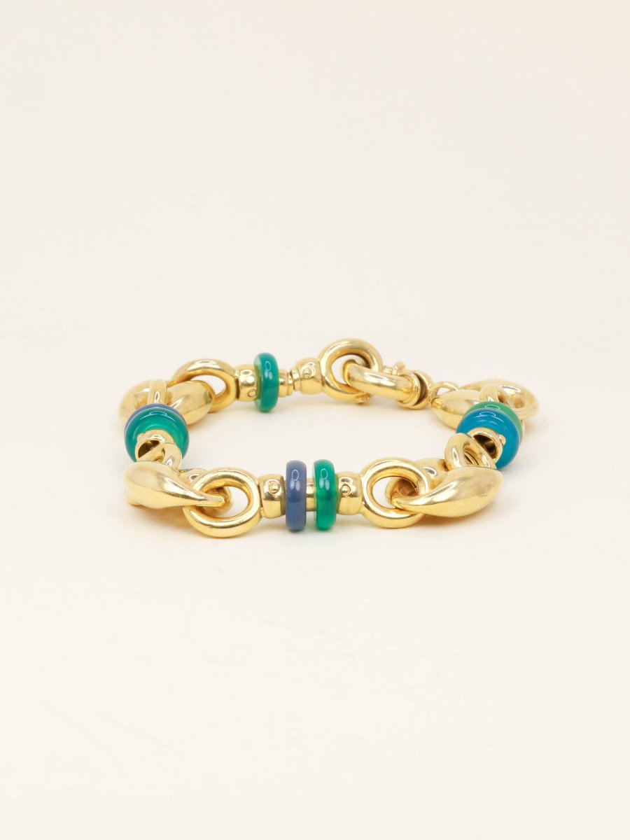 Bracelet maille grain de cafe or jaune agate-photo-4