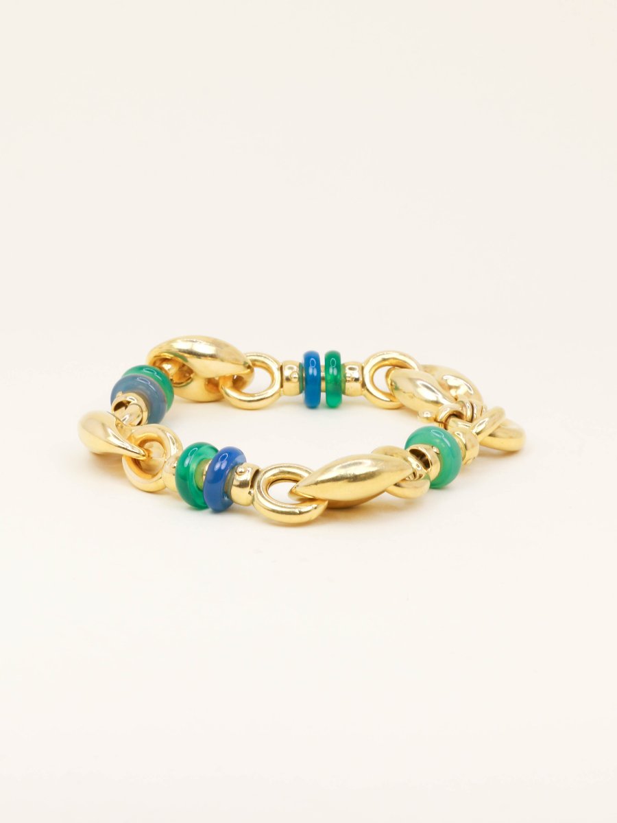 Bracelet maille grain de cafe or jaune agate-photo-1