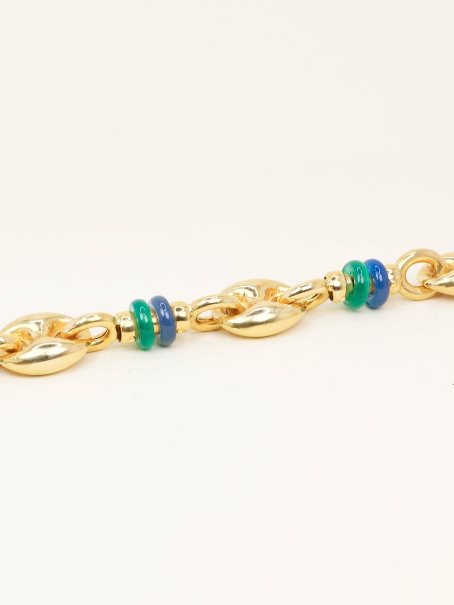 Bracelet maille grain de cafe or jaune agate-photo-5