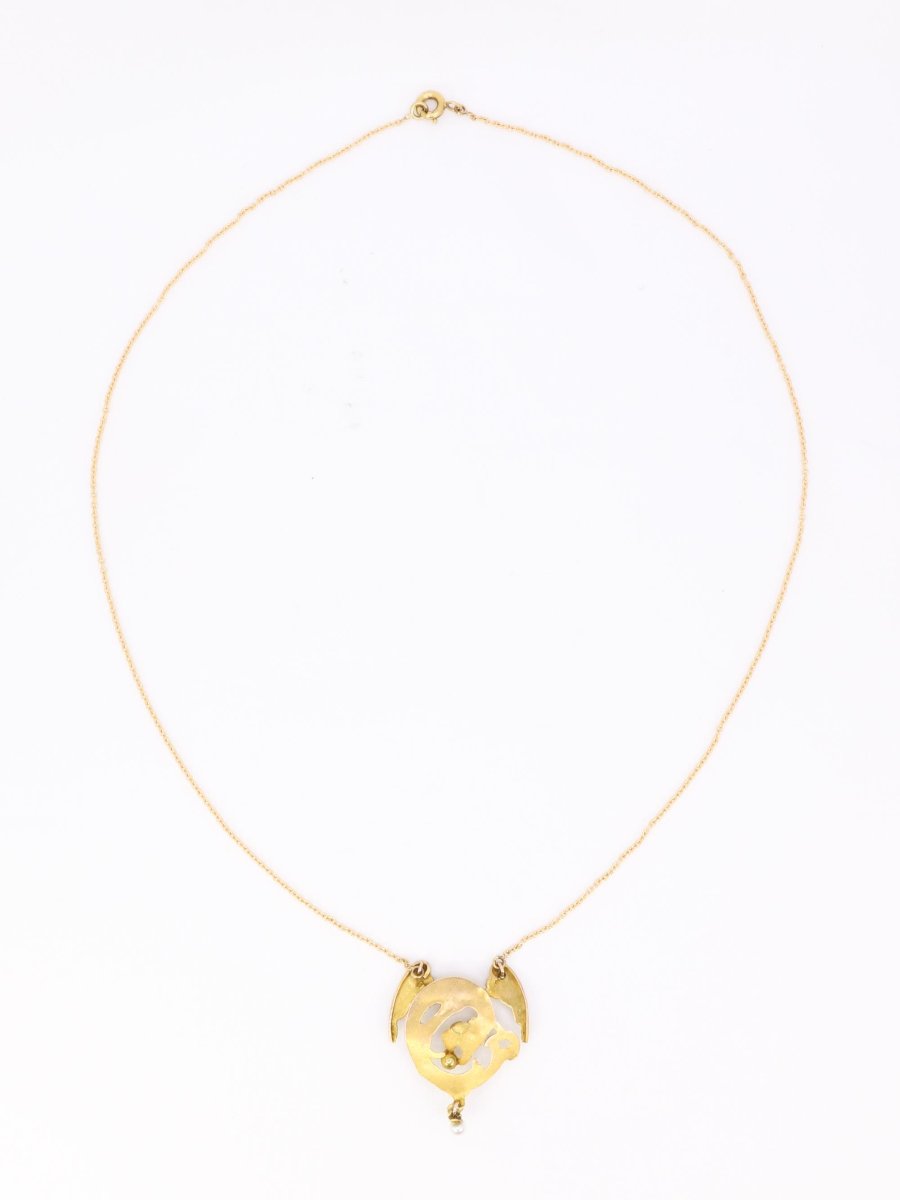 Collier Art Nouveau Chimère or jaune perles-photo-1