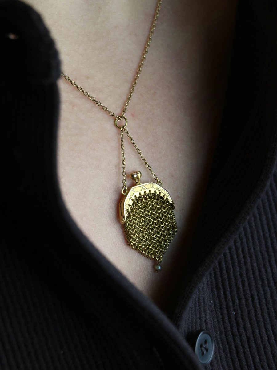 Louis Purse Pendant Yellow Gold Pearl-photo-2