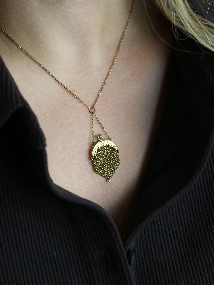 Louis Purse Pendant Yellow Gold Pearl-photo-1