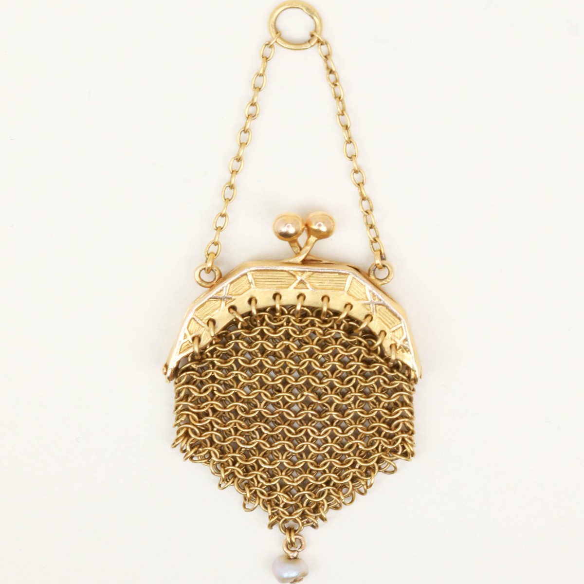 Louis Purse Pendant Yellow Gold Pearl