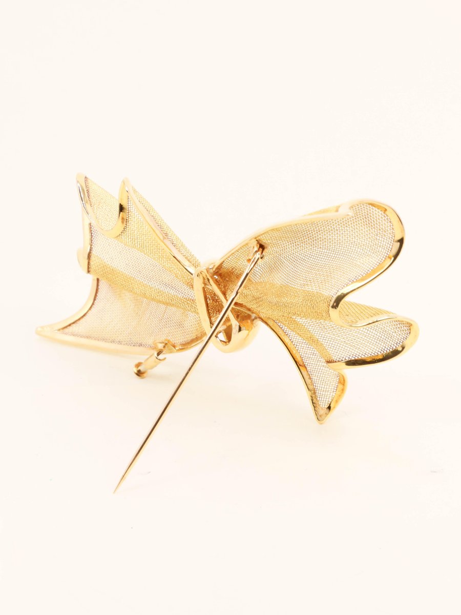 Yellow Gold Bow Tie Brooch-photo-4