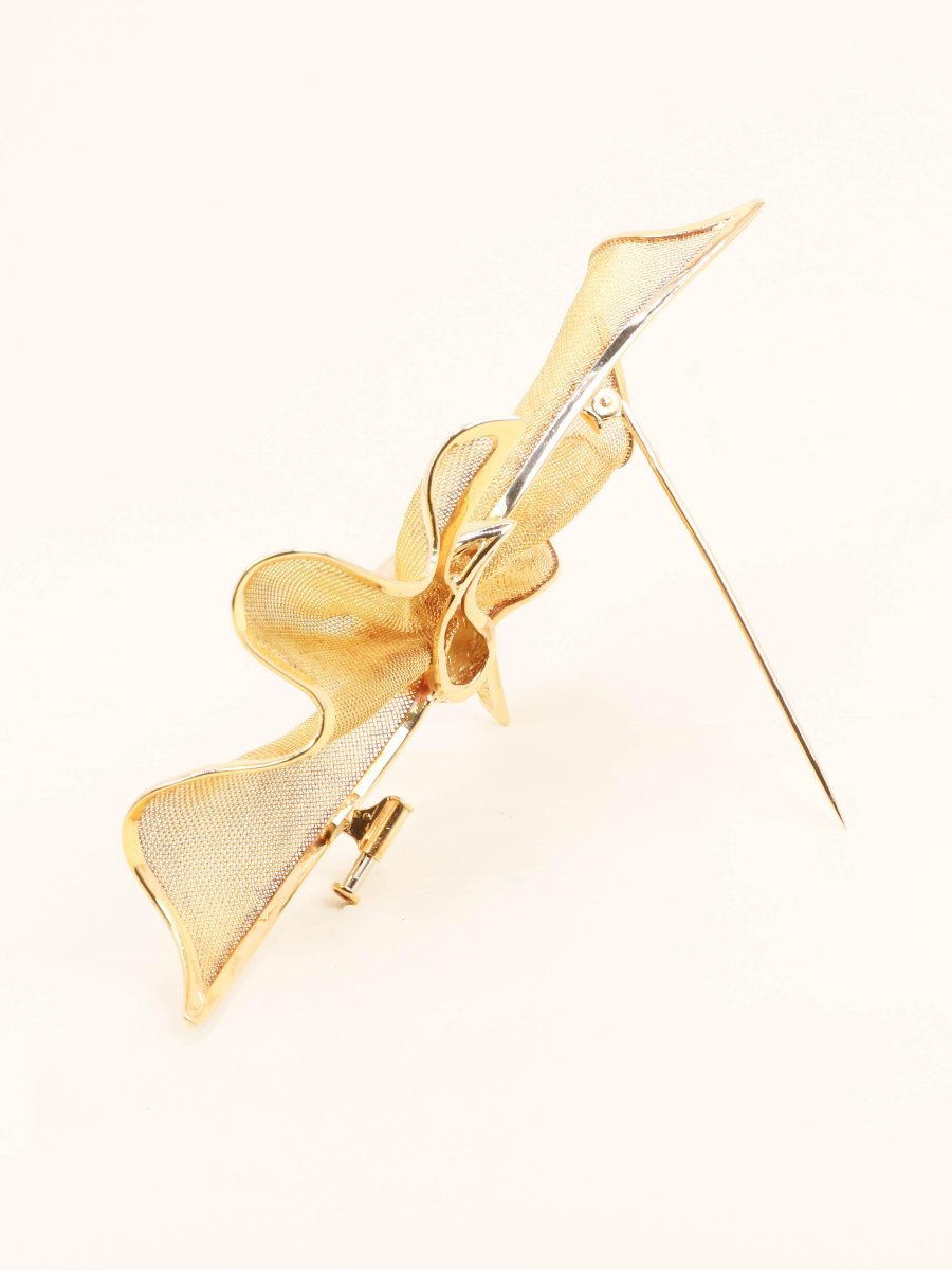 Yellow Gold Bow Tie Brooch-photo-1