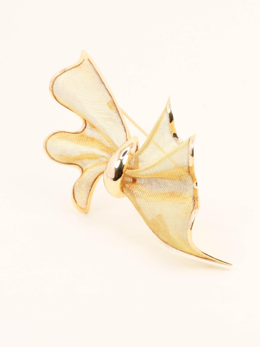 Yellow Gold Bow Tie Brooch-photo-2