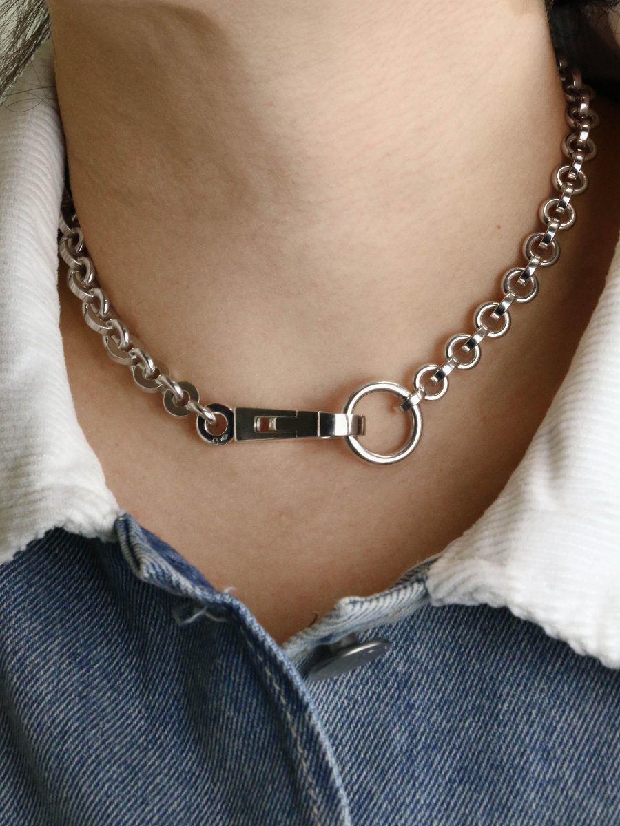 Hermes Voltige Silver Choker Necklace-photo-2