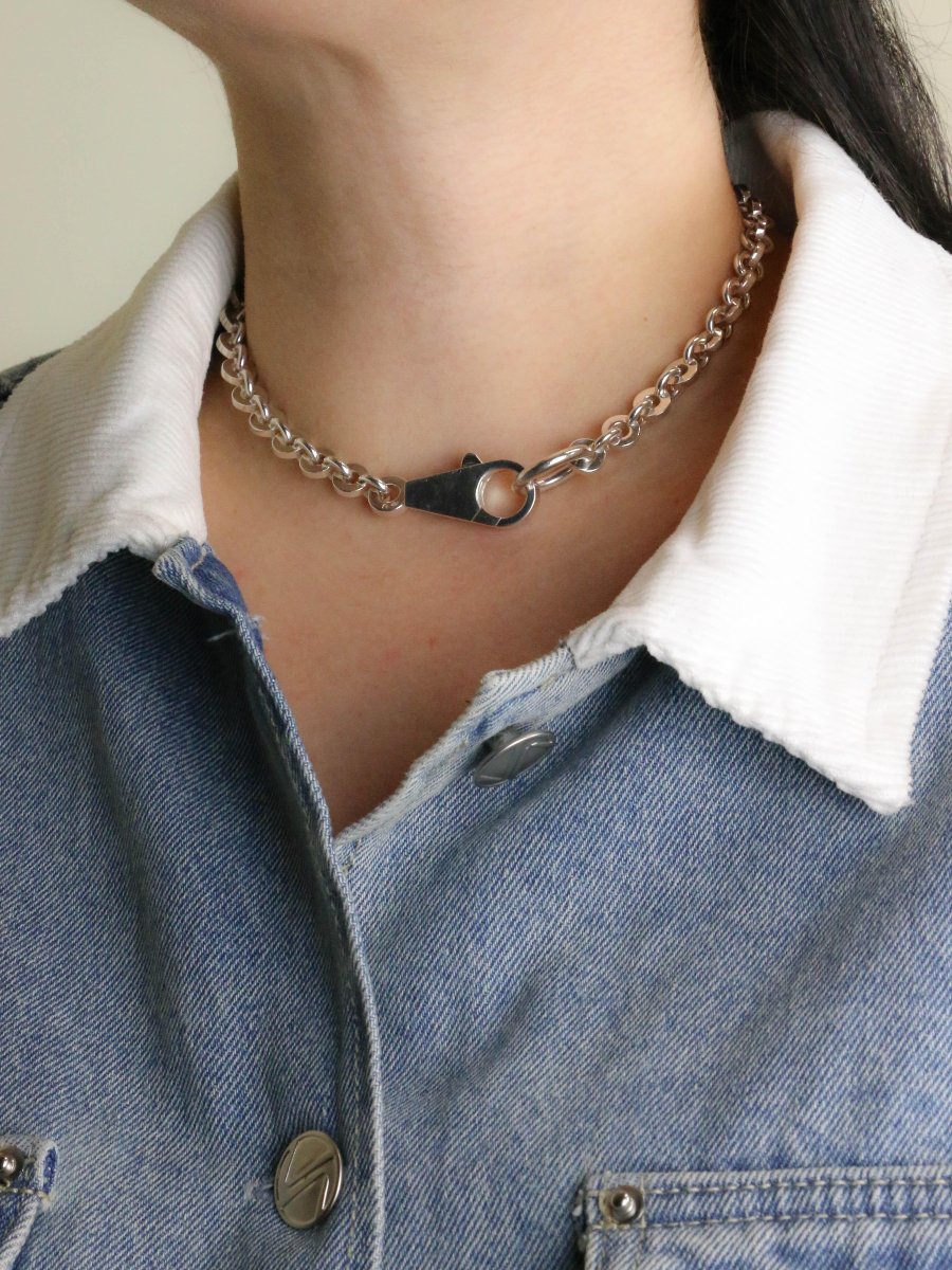 Hermes Voltige Silver Choker Necklace-photo-5