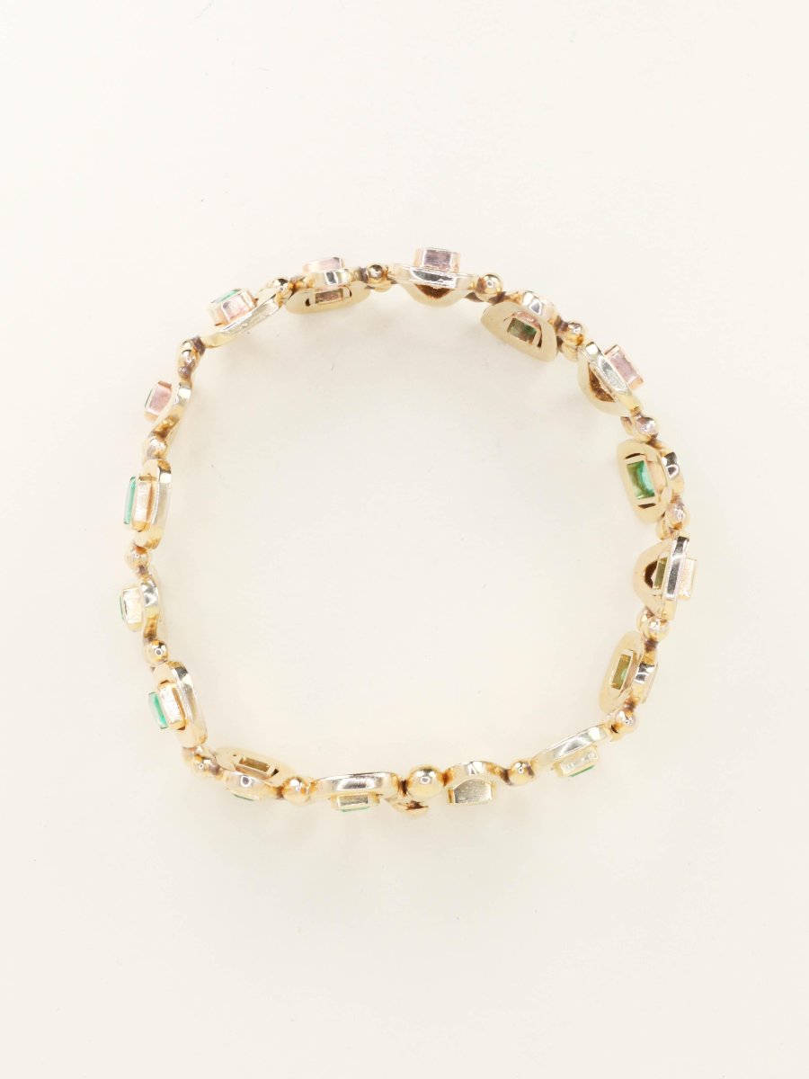 Bracelet vintage or jaune émeraudes 5,5 carats-photo-5