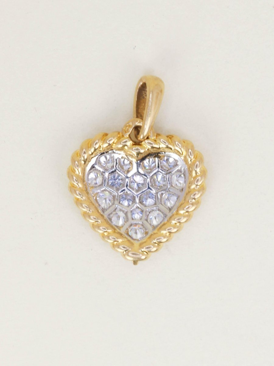 Pendentif coeur or jaune diamants-photo-3