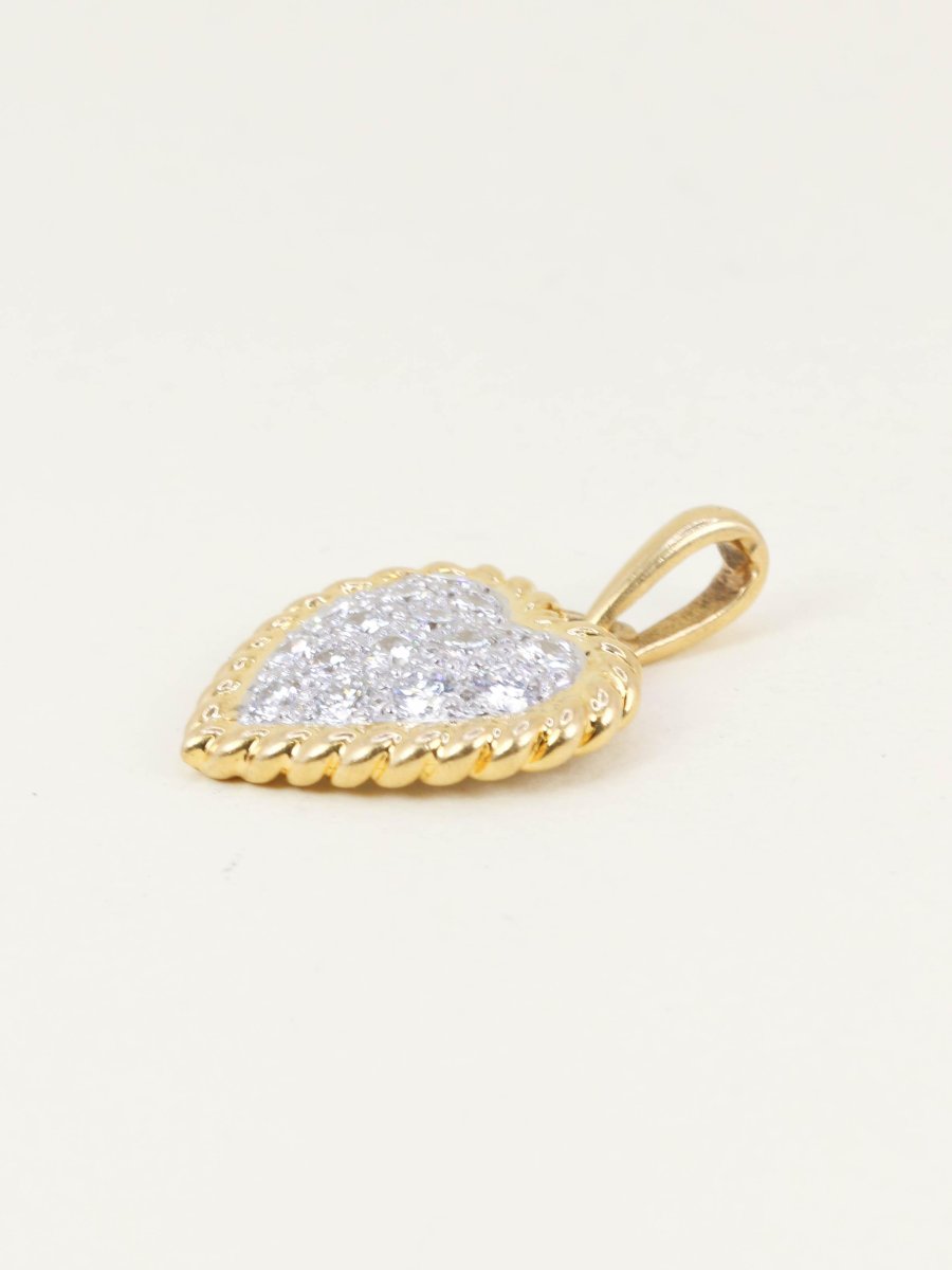 Pendentif coeur or jaune diamants-photo-4