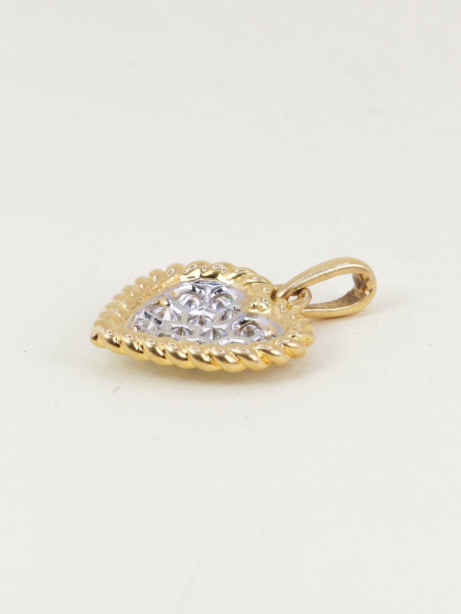 Pendentif coeur or jaune diamants-photo-1