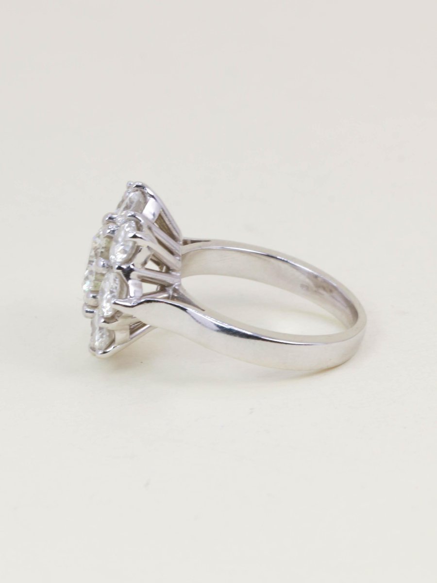 White Gold Daisy Ring, Diamonds 3.90 Carats-photo-1