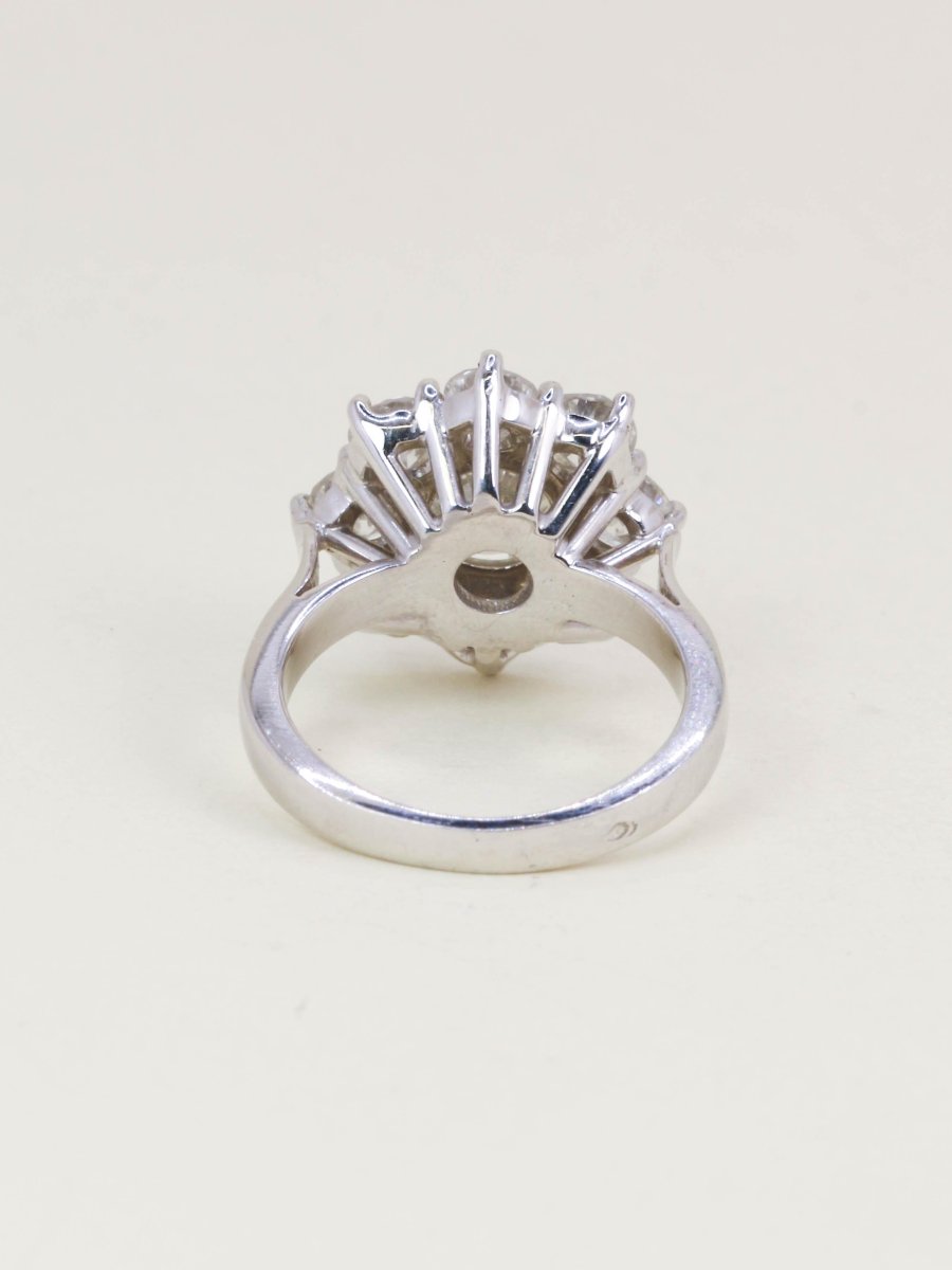 White Gold Daisy Ring, Diamonds 3.90 Carats-photo-2