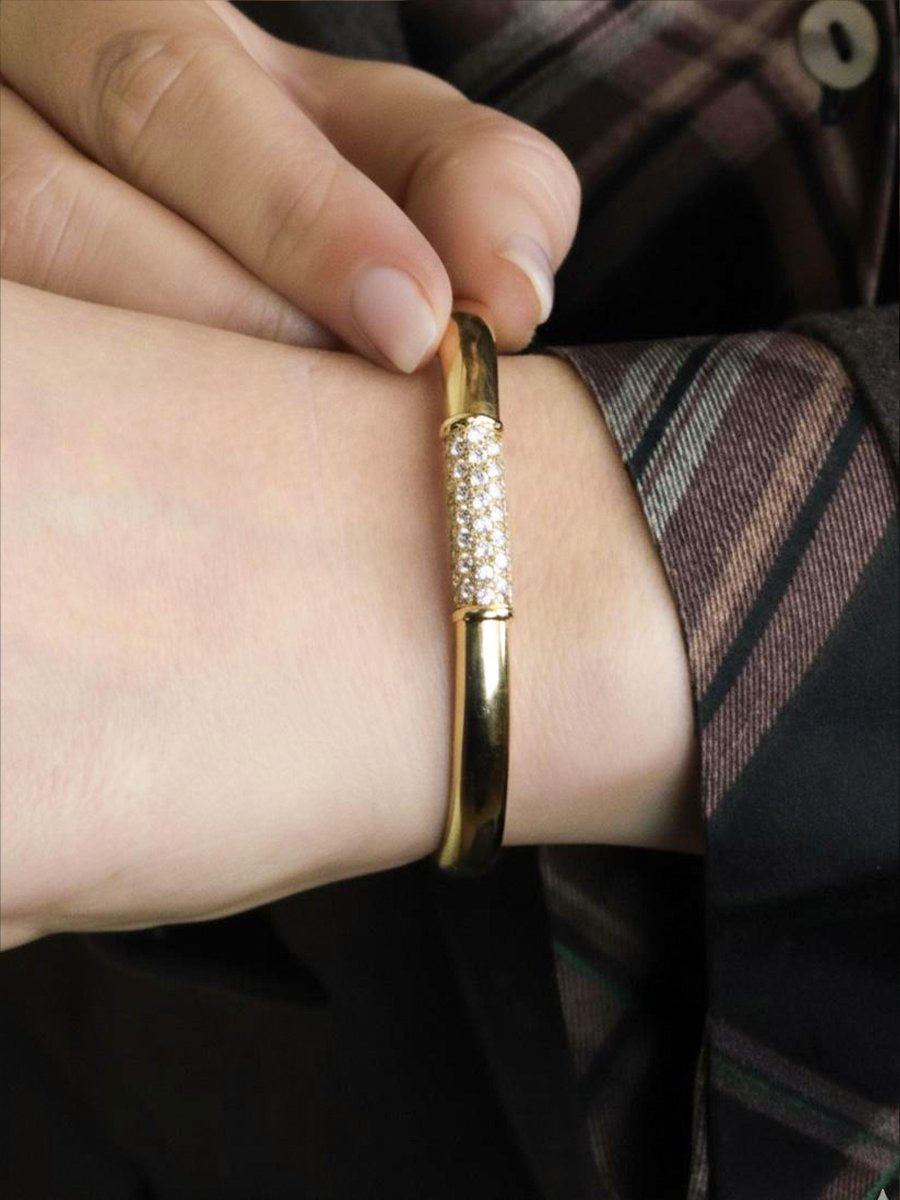 VAN CLEEF & ARPELS Bracelet jonc Philippine or jaune diamants-photo-2