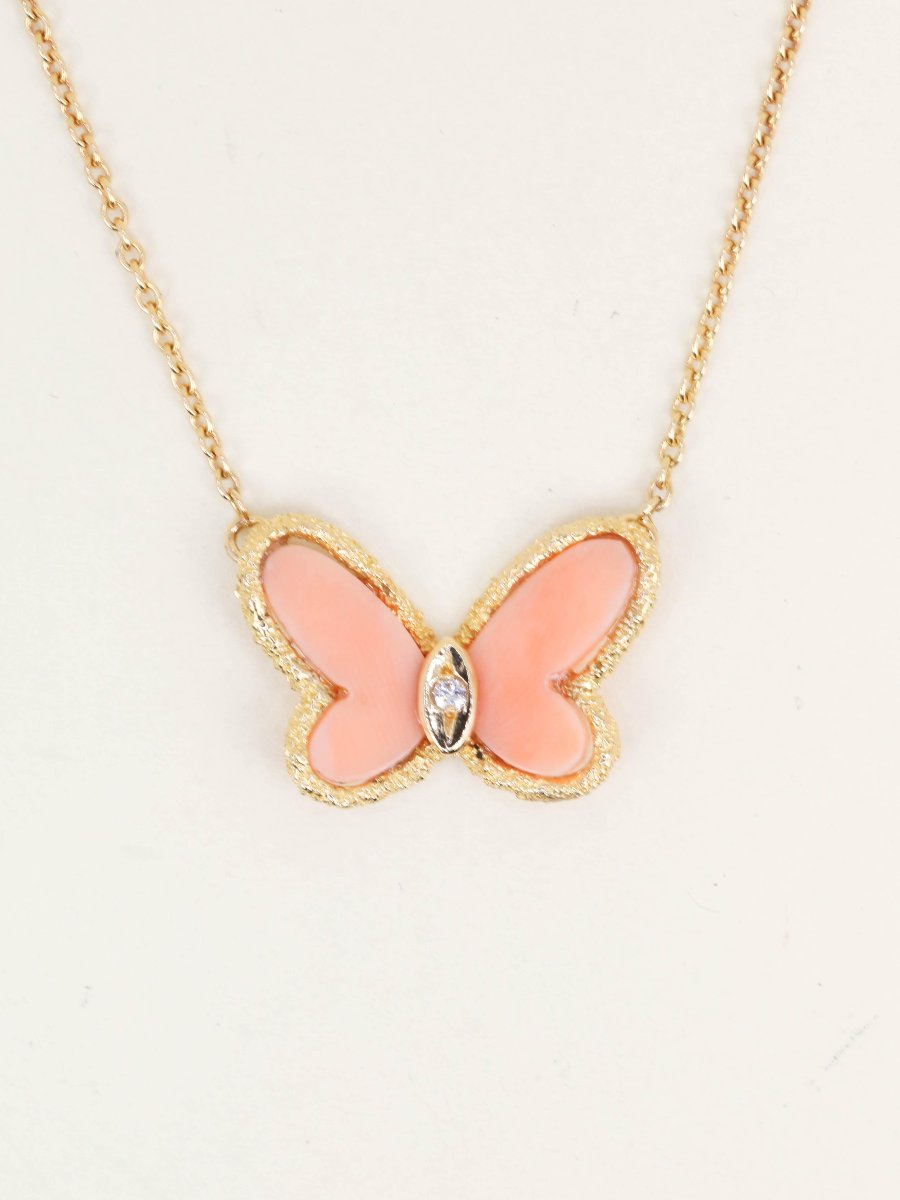 Van Cleef & Arpels Alhambra Butterfly Coral Necklace - 1976-photo-4