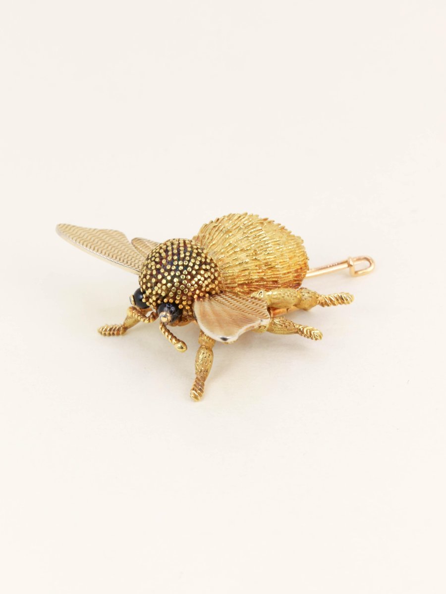 Hermes X Georges Lenfant -yellow Onyx Gold Bumblebee Brooch-photo-3