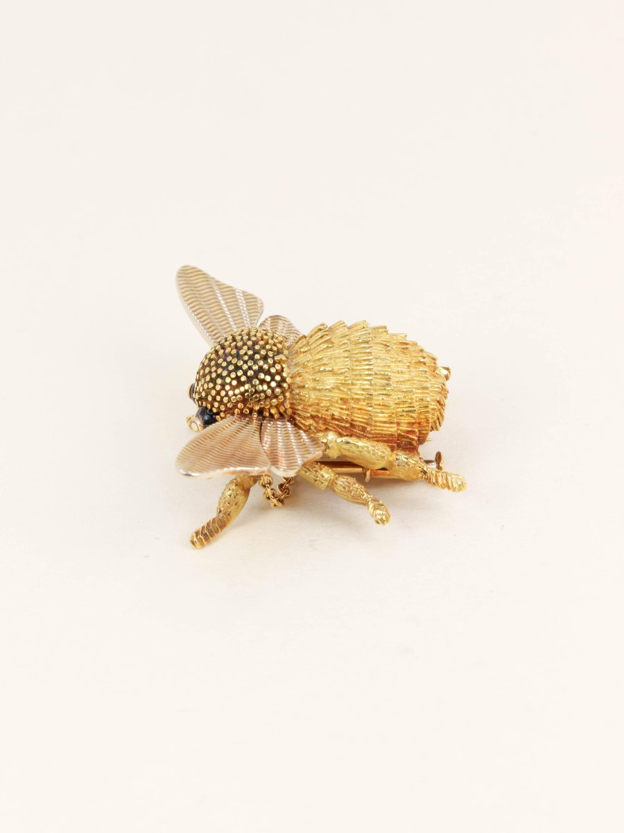 Hermes X Georges Lenfant -yellow Onyx Gold Bumblebee Brooch-photo-4