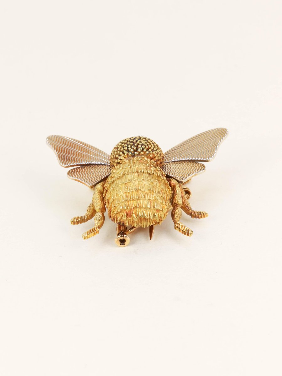Hermes X Georges Lenfant -yellow Onyx Gold Bumblebee Brooch-photo-1