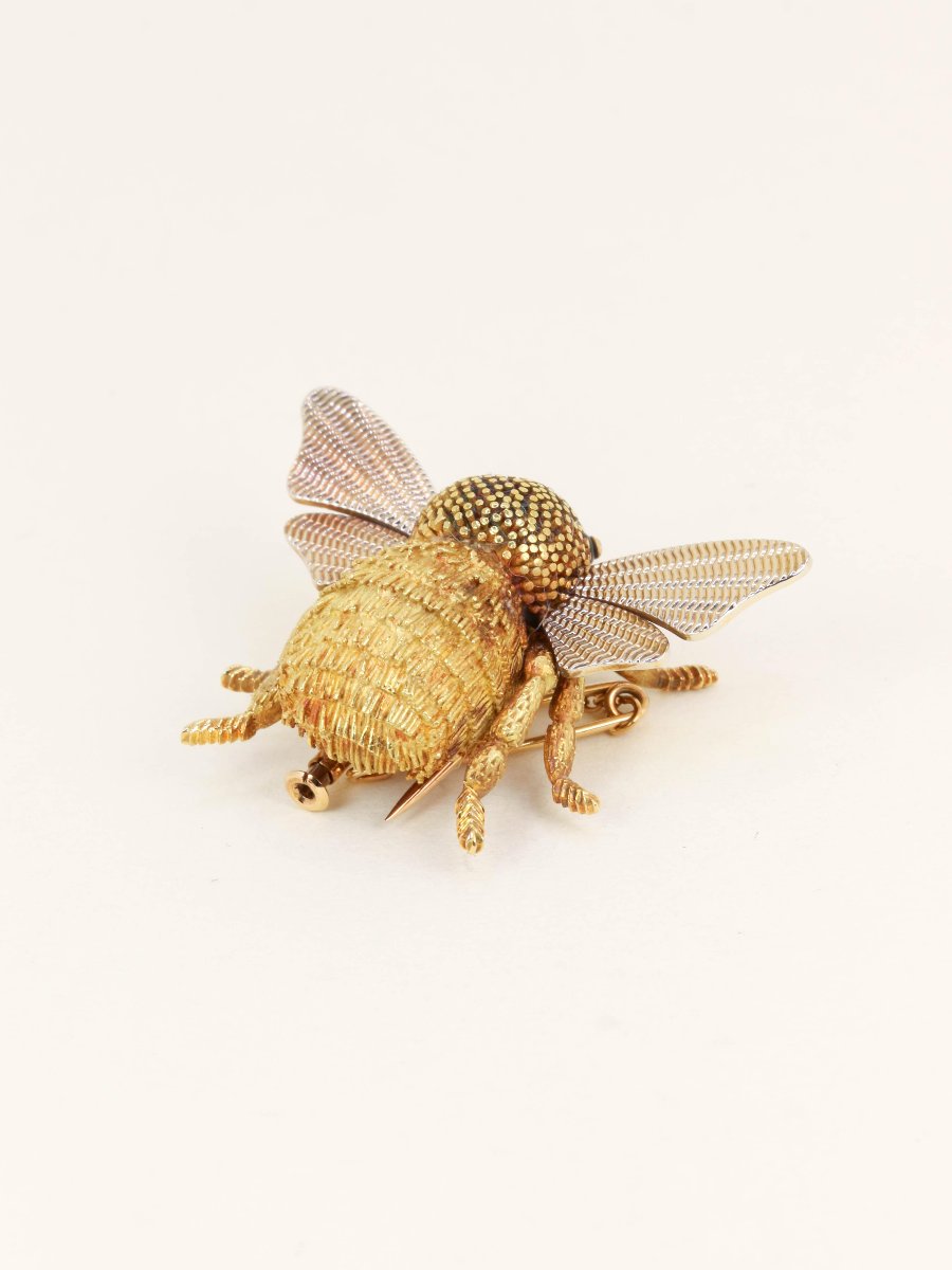 Hermes X Georges Lenfant -yellow Onyx Gold Bumblebee Brooch-photo-2