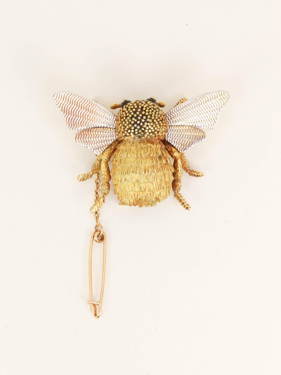 Hermes X Georges Lenfant -yellow Onyx Gold Bumblebee Brooch-photo-3