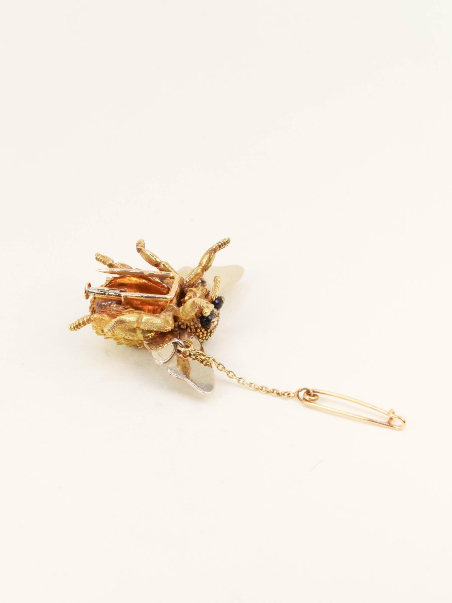 Hermes X Georges Lenfant -yellow Onyx Gold Bumblebee Brooch-photo-4