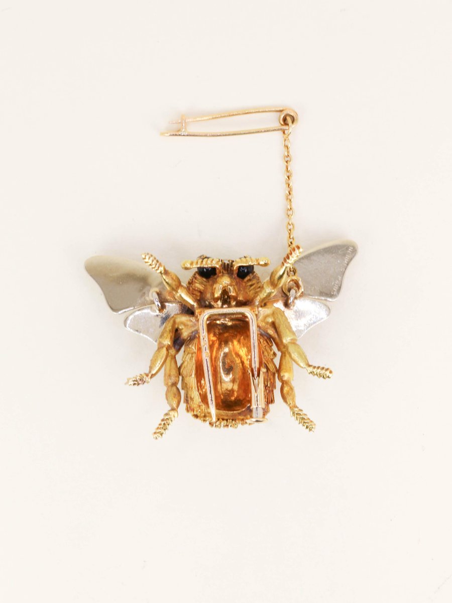 Hermes X Georges Lenfant -yellow Onyx Gold Bumblebee Brooch-photo-5