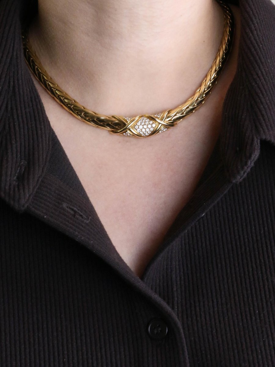 GAY FRERES Collier vintage or torsadé diamants-photo-2