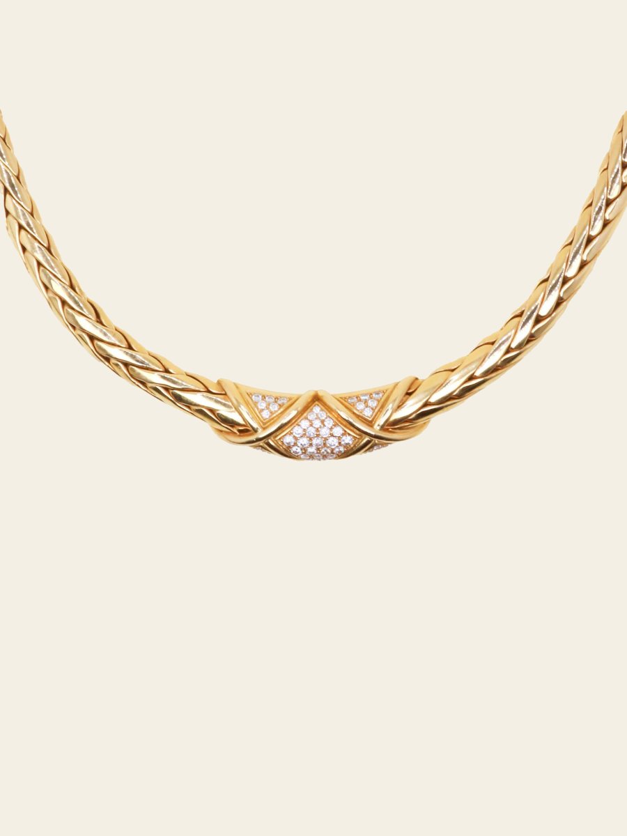 GAY FRERES Collier vintage or torsadé diamants-photo-3