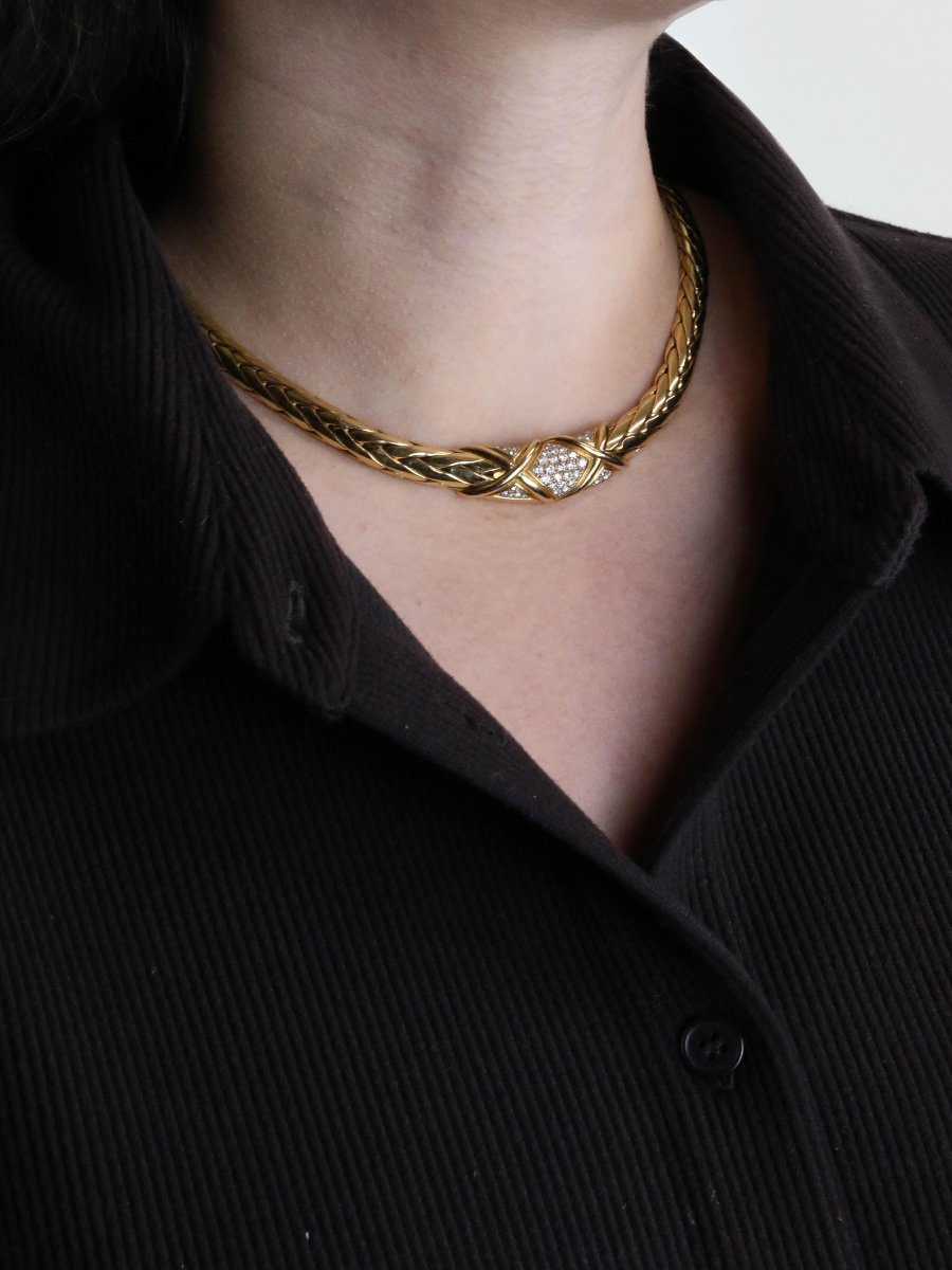 GAY FRERES Collier vintage or torsadé diamants-photo-5