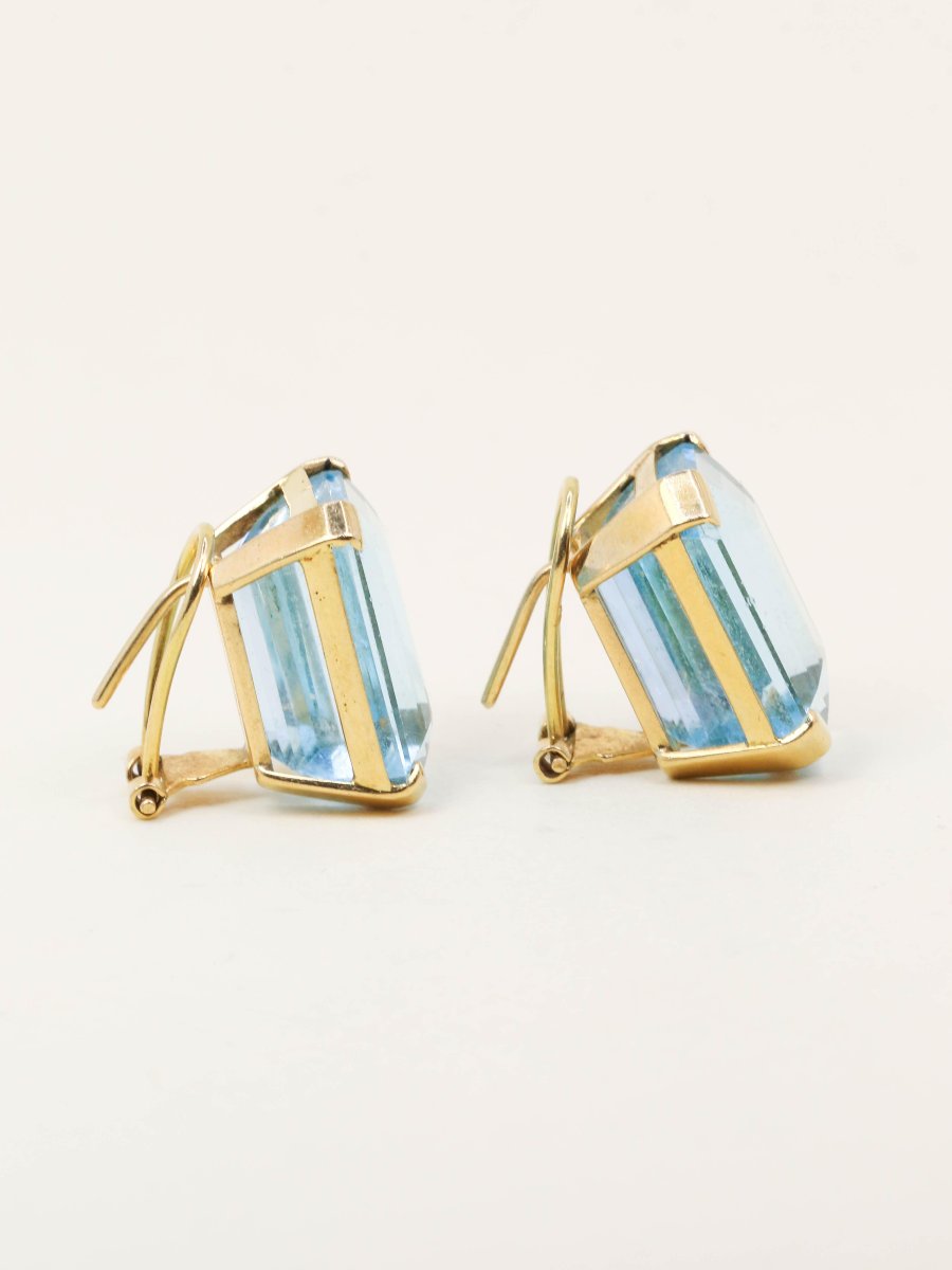 Boucles d'oreilles or jaune aigue marine 30 carats-photo-4