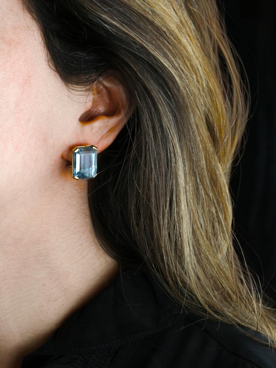 Boucles d'oreilles or jaune aigue marine 30 carats-photo-4