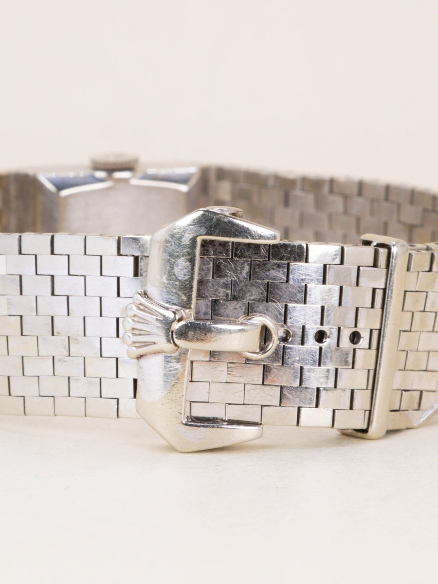 Montre ROLEX vintage Precision 8209 Bracelet ceinture or blanc-photo-3