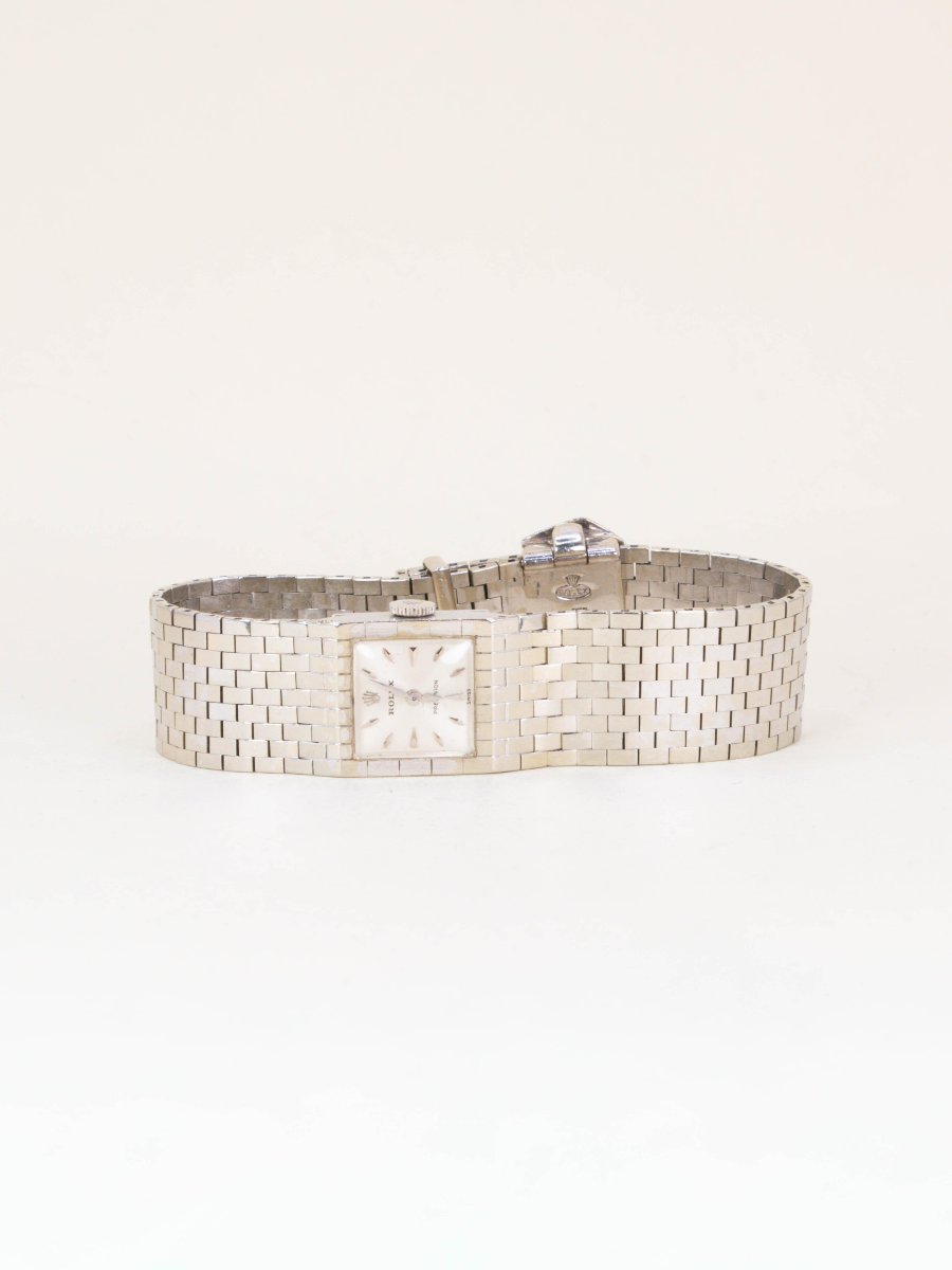 Montre ROLEX vintage Precision 8209 Bracelet ceinture or blanc-photo-4
