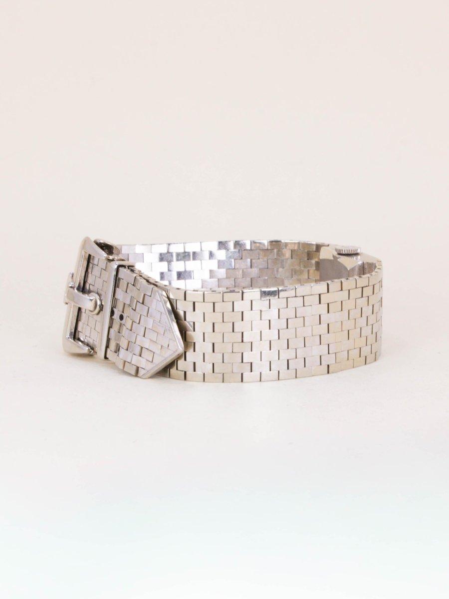 Montre ROLEX vintage Precision 8209 Bracelet ceinture or blanc-photo-2