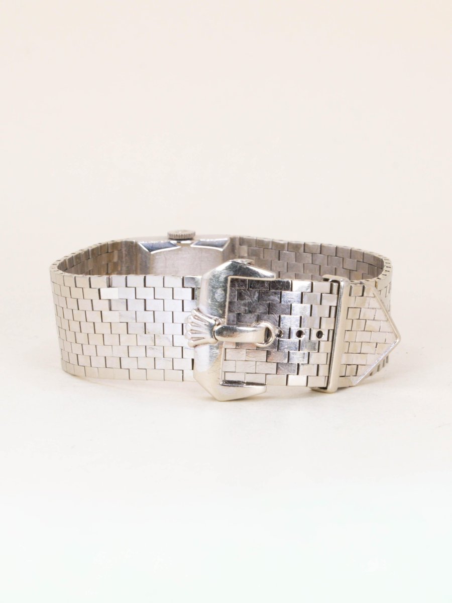 Montre ROLEX vintage Precision 8209 Bracelet ceinture or blanc-photo-3